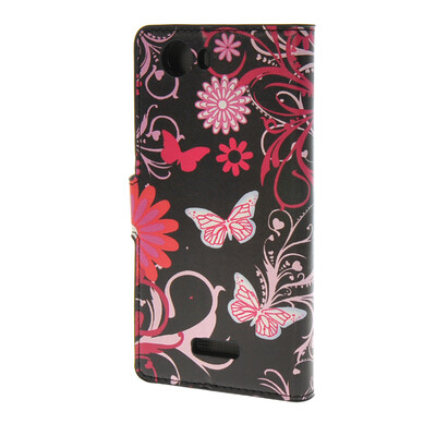 

MOONCASE Butterfly style Leather Side Flip Wallet Card Slot Stand Pouch чехол для Wiko Ridge 4G a04