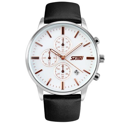 

SKMEI 9103 Lovers Watches Genuine Leather Strap Date Auto Mode Casual Unisex Wristwatches