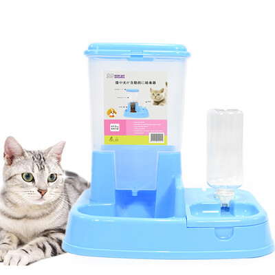 

Dipper cat bowl dog bowl dog bowl cat basin pet combination feeding water dispenser dual-use water drinker automatic drinking water food dog supplies blue