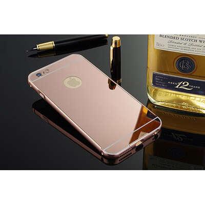 

For Apple iPhone 6 Shining cMirror effect Hybrid case For Apple iPhone 6S Glitter Aluminum Alloy Meta frame back cover Bumper