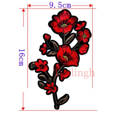 

1 Piece Patches Red Flower Embroidered Patch 3D Applique DIY Sewing Repair Accessories Fabric Stickers Wedding Clothing Patches