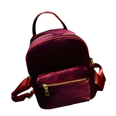 

Fashion Women suede Backpack Zipper handbag Mini Satchel Retro Girl School Bag