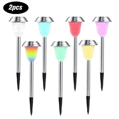 

2 Packs Stainless Steel Solar Light IP65 Waterproof Outdoor Landscape Light with 7 Color Changing And 2 Modes Setting Perfect Deco