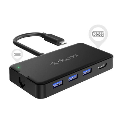 

Romacci Dodocool 7-in-1 Multifunction USB-C Hub with Type-C Power Delivery 4K Video HDVGA Output Port Gigabit Ethernet Adapter An