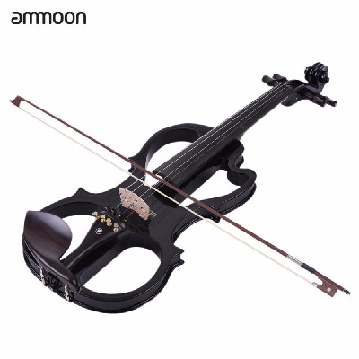 

Durable Full Size 44 Solid Wood Silent Electric Violin Fiddle with Bow Hard Case Tuner Headphones Rosin Audio Cable Extra Strings