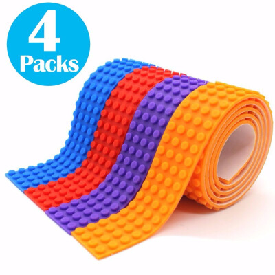 

Block Tapes for Toys Building Block Tape Non-Toxic Food Grade Silicone Toys for Kids Adults Reusable Multi Colour 2 Studs-4 Packs