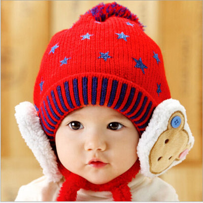 

Buebos Ninos Fall & Winter Children's Hat Stars Cute Bears Cashmere Earmuffs Wool Knitted Unisex Beanie Cap Hat