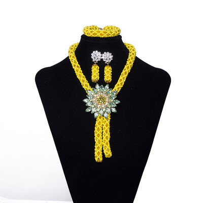 

Fashion Wedding Bridal Jewelry Set Traditional African Wedding Bridal Statement Necklace luxury Nigerian Jewelry Set For Women