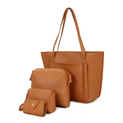 

SMOOZA 4pcs bags Women Simple PU Leather Shoulder Crossbody Bag Female Fashion Day Clutch Bag Card Holder Purse Bag Set Bolsa