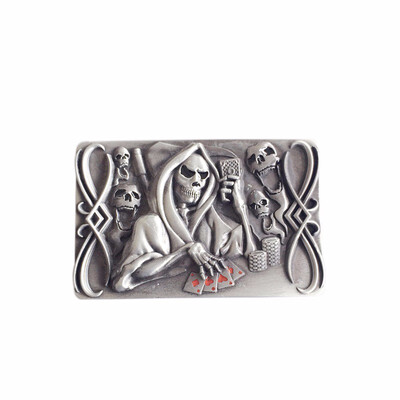 

New Enamel Vintage Tattoo Skull Death Casino Gamble Rectangle Belt Buckle