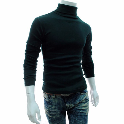 

Turtleneck Cotton Plain Long Sleeve Pullover Mens Sweaters