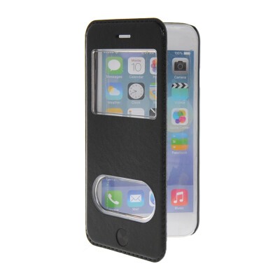 

MOONCASE View Window Leather Side Flip Pouch Stand Shell Back Case Cover for Apple iPhone 6 ( 4.7 inch ) Black