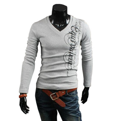 

Zogaa New Men's T-Shirt Fashion V-neck English Printing Casual