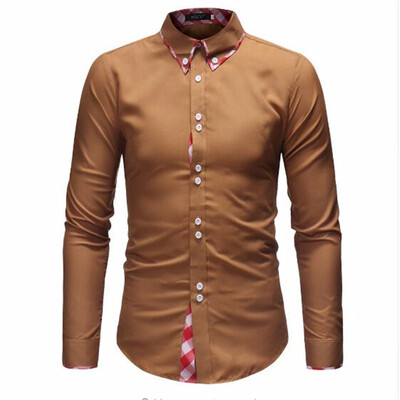 

2018 mens shirt fashion business casual shirt mens clothes brand dress shirt high quality Solid color shirt camisa masculina
