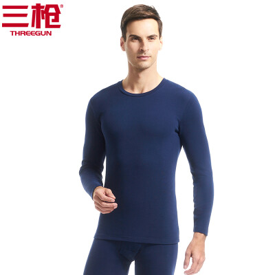 

Three guns thermal underwear men 2018 autumn&winter new products refreshing hair elastic thick cotton round neck v-neck long-sleeved couple autumn clothes long pants womens suit mens Tibetan blue