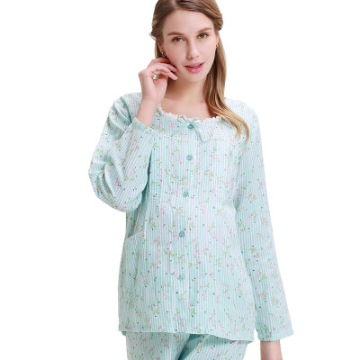 

Pregnancy time gauze month child clothing pregnant women pajamas nursing milk feeding maternity dress Y861506 blue