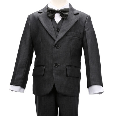 

Nimble Little Boys Grey Small Grid Formal Suit Set With Plastic Button Shirt and Tie Size 2-13100% Polyester