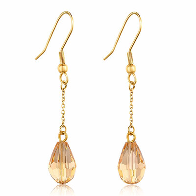 

Womens Stainless Steel Crystal Water Drop Charm Dangle Earrings
