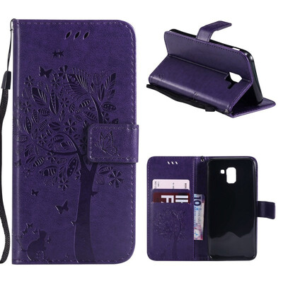 

MOONCASE Samsung Galaxy J6 Embossed Cat&Bark Cover - Purple