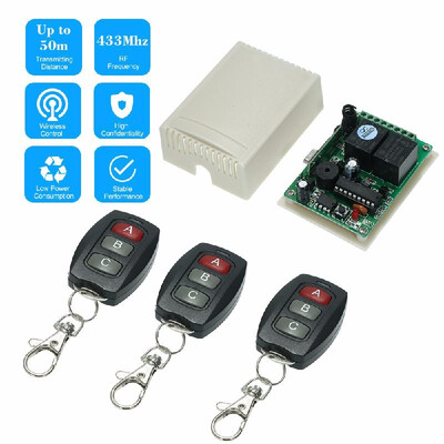 

433Mhz DC 12V 2CH Universal 10A Relay Wireless Remote Control Switch Receiver Module And 5PCS 3 Key RF 433 Mhz Transmitter Remote