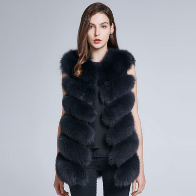 

Womens Winter natural Fox Fur jackets female fur coat Real fur vest Warm Discount 2018 New warm H6X-65C