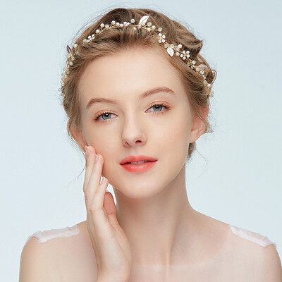 

Jonnafe Pretty Bridal Gold Leaf Headband Women Hair Vine Jewelry Handmade Wedding Hair Piece Accessories