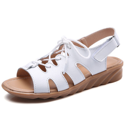 

Women Gladiator Sandals Shoes Genuine Leather Lace Up Flat Heels Sandals Ladies Casual Summer Shoes Women Beach Sandals