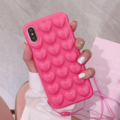 

3D Love Heart Phone Case For iPhone 7 8 6 6S Plus Soft TPU