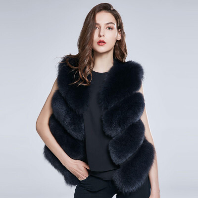

real Fox fur vest lady winter coat fur coat natural fox fur jacket high quality fur generous warm v neck vest 2018 new