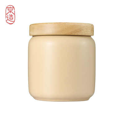 

JINGZAO Sealed cans Ceramic storage tank Wooden cover Moisture-proof candy snack jar 700ML