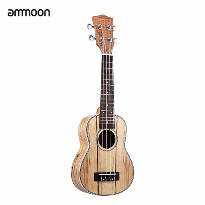 

ammoon Soprano Ukelele 21 inch Spalted Maple Body Rosewood Fingerboard Hawaiian Guitar Ukulele Set with Tuner Bag Strap Extra Nylo