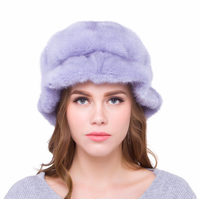 

Winter womens warm hat real mink fur suede handmade natural fur cap fashion personality design 2018 new discount popular city