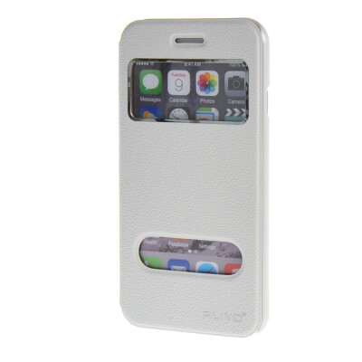 

MOONCASE Case for Apple iPhone 6 ( 4.7 inch ) Case View Window Leather Flip Bracket Back Cover White