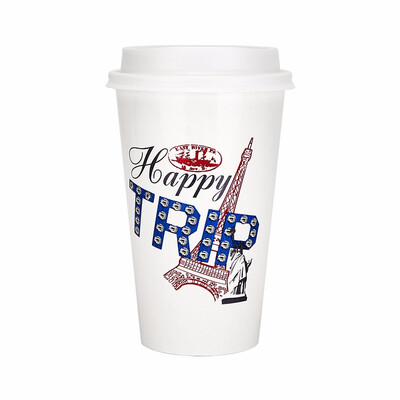 

OTOR 465ml560ml Paper Cup Disposable Tableware For Summer Icy Beverages Cold&Hot Tea Milk Coffee Happy Trip 1000pcs