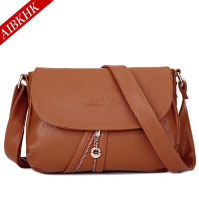 

AIBKHK Womens All-Match Genuine Leather Handbag Two Ply Cow Leather Messenger Bag Cross-body Bag Gift for Mother M502