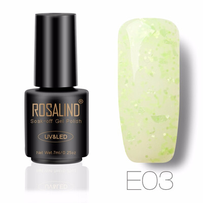 

ROSALIND Gel 1S SNOWFLAKE 7ML Glitter 24 Color Nail Gel Polish LED UV glitter Gel Varnish Soak Off Base Top Coat Needed Nail Art