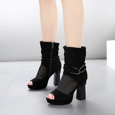 

high heels peep toe summer ankle boots women