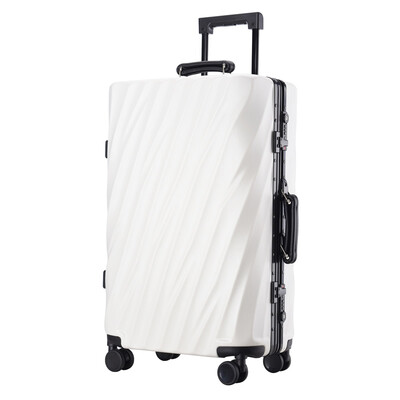 

202428 inch Aluminum Frame Rolling Luggage Bag Full Metal Travel Suitcase Luxury Brand Business Brushed Metal PC Trolley Bags