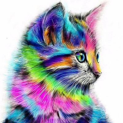 

Frameless DIY Oil Painting By Numbers Hand Painted Modern Wall Canvas Painting Picture For Living Room Colourful cats