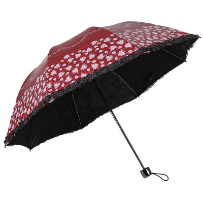 

Parkson umbrella umbrella sun umbrella lace edge sunny umbrella folding fresh lady umbrella BSY-2387Q Jiaohua to dripping red