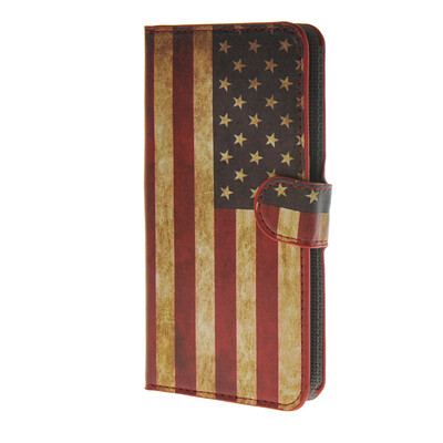 

MOONCASE U. American Flag Leather Wallet Flip Card Slot Stand Pouch Case Cover for HTC Desire 620 A09