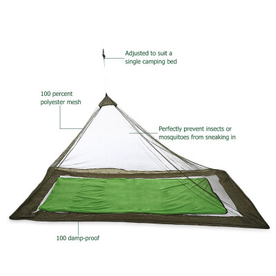 

Outdoor Compact Lightweight Tent Mosquito Net Canopy for Single Camping Bed Triangle mosquito net Hanging design