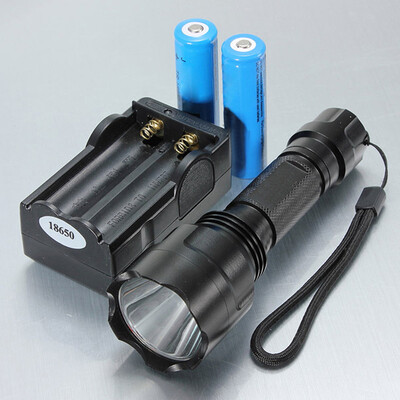 

1800LM C8 XM-L T6 LED Flashlight Torch Lamp 18650 Battery+Charger New