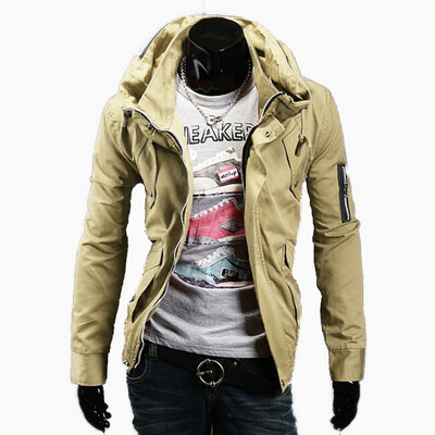 

Zogaa Double Collar Casual Pure Color Slim Men's Jacket