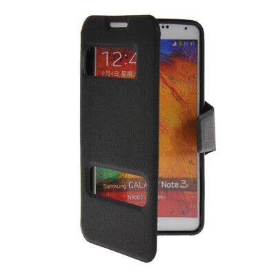 

MOONCASE View Window Leather Side Flip Pouch Stand Shell Back ЧЕХОЛ ДЛЯ Samsung Galaxy Note 3 N9000 Black