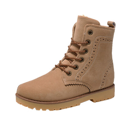 

Men Warm Ankle Boots Knight Brogue High Top Carving Nubuck Martin Snow Flat Shoe