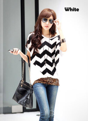 

Womens Batwing Sleeve Zigzag Stripe Loose Top Shirt