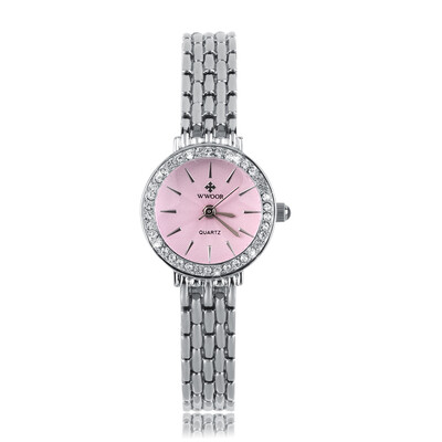 

WWOOR Women Stainless Steel Round Dial Crystal Quartz Analog Wrist Watch
