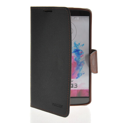 

MOONCASE Classic cross pattern Leather Side Flip Wallet Card Pouch Stand Soft Shell Back Case Cover for LG G3 Black Brown