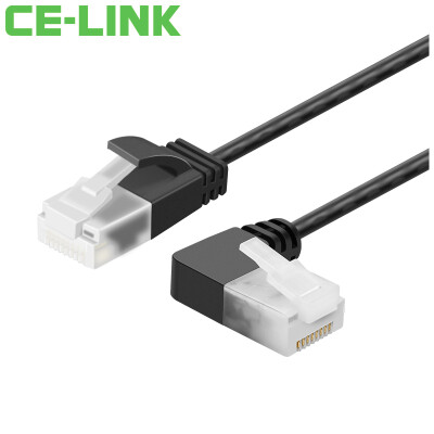 

CE-LINK CAT6A network cable fine network cable super six UTP high speed network cable 90 degree elbow left curved cable black 1 meter 4320